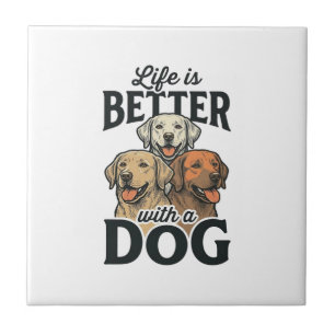 Vintage Life Is Better Met Een Hond Vector Design_ Tegeltje