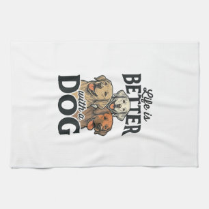 Vintage Life Is Better Met Een Hond Vector Design_ Theedoek