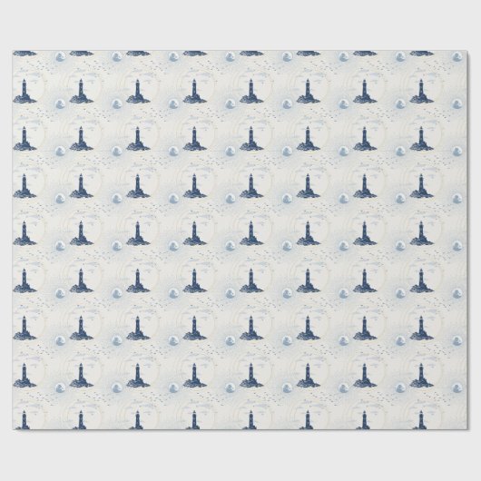Vintage Lighthouse Illustration Pattern Cadeaupapier (Vlak)