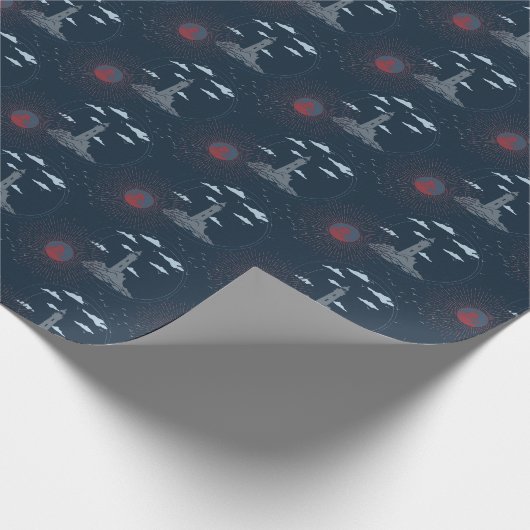 Vintage Lighthouse Illustration Pattern Wrapping P Cadeaupapier (Hoek)