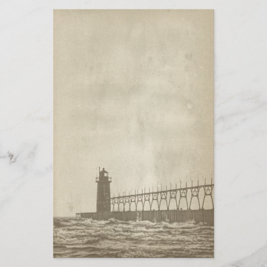 Vintage Lighthouse Paper Stationery Briefpapier (Voorkant)