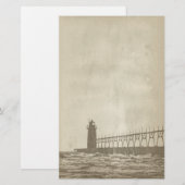 Vintage Lighthouse Paper Stationery Briefpapier (Voorkant / Achterkant)