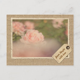 Vintage Lijst Reis Label najaar Roos Burlap Briefkaart