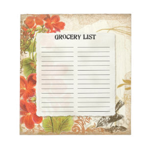 Vintage lijst van kruidenierswaren Botanisch Sinaa Notitieblok