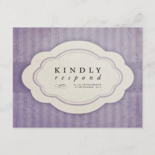 Vintage Lila respons Kaarten RSVP Kaartje