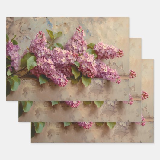 Vintage Lilac Flowers Painting Decoupage Inpakpapier Vel (Set)