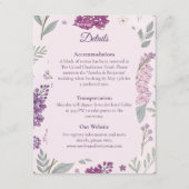 Vintage Lilac Garden Romance Wedding Details Informatiekaartje (Voorkant)