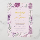 Vintage Lilac Garden Romance Wedding Folie Uitnodiging (Voorkant)