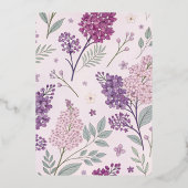 Vintage Lilac Garden Romance Wedding Folie Uitnodiging (Achterkant)