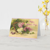 Vintage Lilacs in een mandje Moederdag Kaart (Gele Bloem)