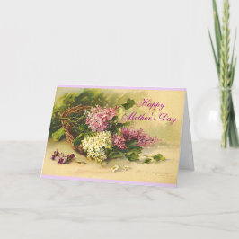 Vintage Lilacs in een mandje Moederdag Kaart