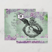 Vintage Lilacs Locket Square Wedding Invitation Kaart (Voorkant / Achterkant)