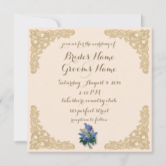 Vintage Lilacs Wedding Invitation Kaart (Voorkant)