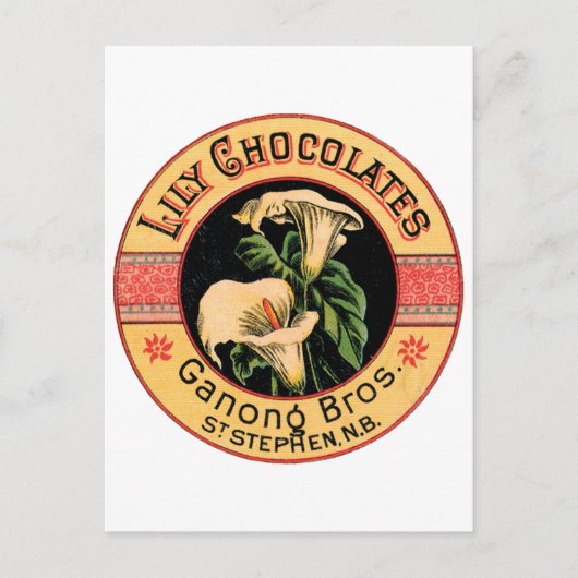 Vintage Lily Chocolates Ganong Bros. Briefkaart (Voorkant)