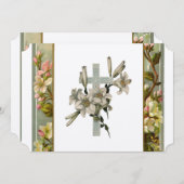 Vintage Lily Cross Christelijke huwelijksuitnodigi Kaart (Voorkant / Achterkant)