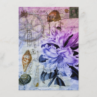 vintage lily floral strand bruiloft vrijgezellenfe kaart