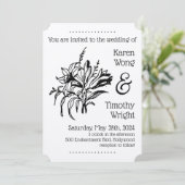 Vintage Lily Floral Wedding Kaart (Staand voorkant)