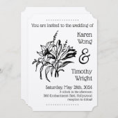 Vintage Lily Floral Wedding Kaart (Voorkant / Achterkant)