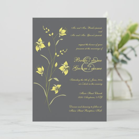 Vintage Lily Wedding Uitnodiging (Staand voorkant)