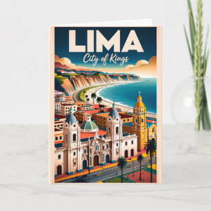 Vintage Lima Peru Stadsgezicht Retro Reizen Kaart