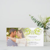 Vintage Lime Bloemrijke Foto Save The Date (Staand voorkant)