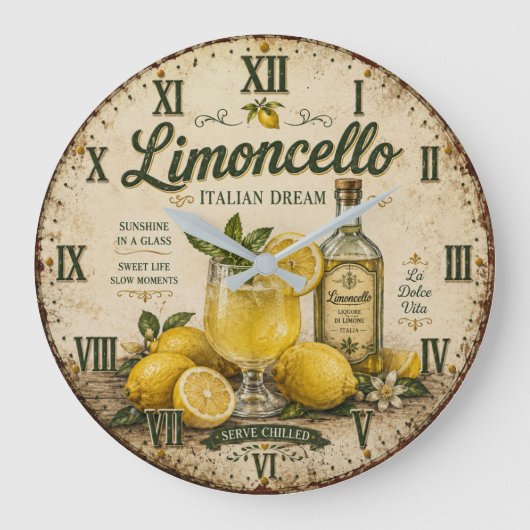 Vintage Limoncello Italian Dream Grote Klok (Voorkant)