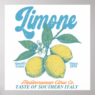 Vintage Limone Amalfi-kust Italiaanse Retro Keuken Poster