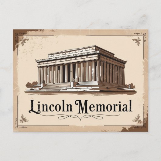 Vintage Lincoln Memorial Briefkaart (Voorkant)