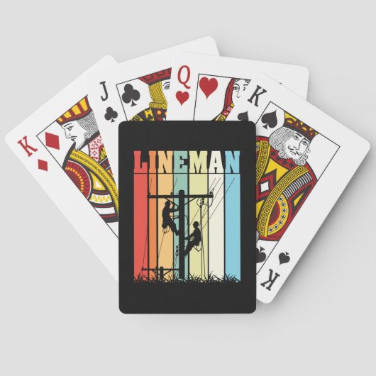 Vintage Lineman Retro Elektricien Cadeau Idee Pokerkaarten (Achterkant)
