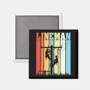 Vintage Lineman Retro Geschenkidee voor Elektricie Magneet