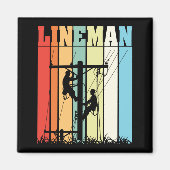 Vintage Lineman Retro Geschenkidee voor Elektricie Magneet (Voorkant)