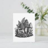 Vintage linocut van bosmossen briefkaart (Staand voorkant)