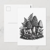 Vintage linocut van bosmossen briefkaart (Voorkant / Achterkant)