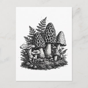 Vintage linocut van bosmossen briefkaart