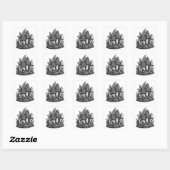 Vintage linocut van bosmossen vierkante sticker (Vel)