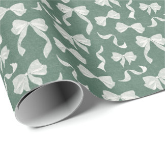 Vintage lint & strikken waterverf linnen (groen) cadeaupapier