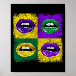 Vintage Lips Meisjes Dames New Orleans Mardi Gras Poster