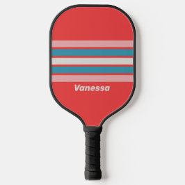 Vintage Lipstick Overdwars Gestreepte met Naam Pickleball Paddle