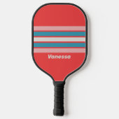 Vintage Lipstick Overdwars Gestreepte met Naam Pickleball Paddle (Achterkant)