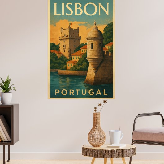 Vintage Lisbon Portugal Poster (Woonkamer 3)
