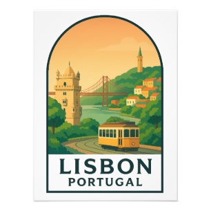 Vintage Lissabon Portugal – Retro Reisstad Foto Afdruk