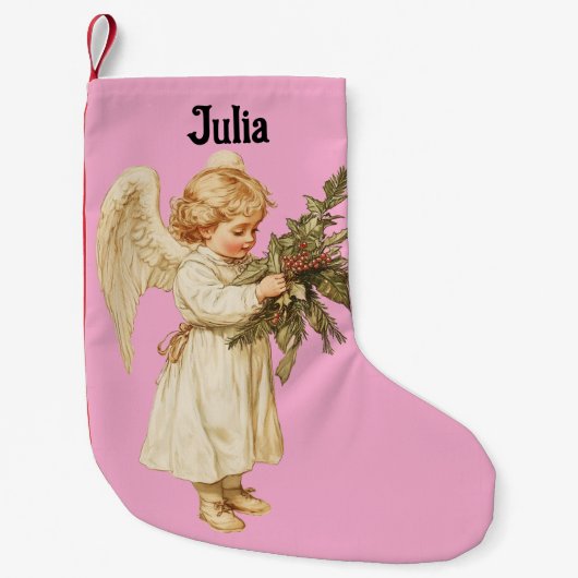Vintage Little Angel Christmas Stocking Kleine Kerstsok (Voorkant)