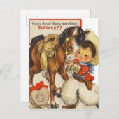 Vintage Little Cowboy & Cute Pony Kaart (Voorkant / Achterkant)