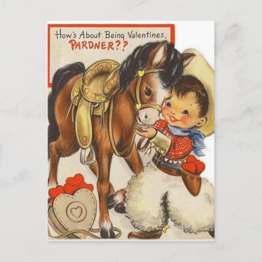 Vintage Little Cowboy & Cute Pony Kaart (Voorkant)