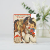 Vintage Little Cowboy & Cute Pony Kaart (Staand voorkant)