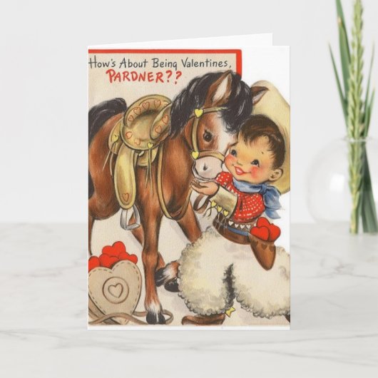 Vintage Little Cowboy & Cute Pony Kaart (Voorkant)