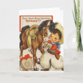 Vintage Little Cowboy & Cute Pony Kaart (Voorkant)