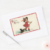 Vintage Little Girl Witch Rechthoekige Sticker (Envelop)