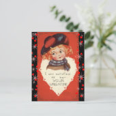 Vintage Little Red Hazard Valentijn Briefkaart (Staand voorkant)