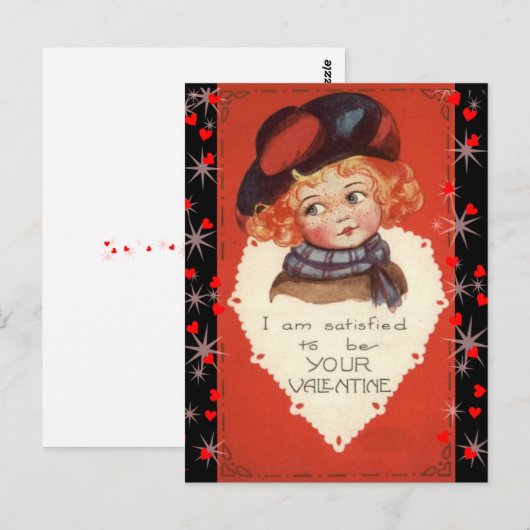 Vintage Little Red Hazard Valentijn Briefkaart (Voorkant / Achterkant)